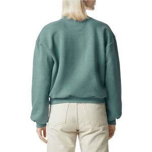 Sweat-shirt en tricot rose uni à col rond surdimensionné pour femmes, manches longues, coton respirant, vêtements d'automne - Product Image 5