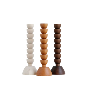 Magnifique ensemble de chandeliers en bois, forme colonne, décoration d'intérieur, design conique, fait main, noyer, chêne, marbre blanc - Product Image 1