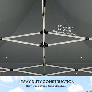 Tenda a baldacchino pop-up resistente 3x3m con pareti laterali UPF50+ e protezione solare istantanea grigia con tasche portaoggetti - Product Image 4