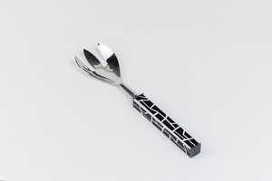 Juego de 2 servidores y cucharas para ensalada de acero inoxidable, estilo mármol, con mangos de resina, de grado alimenticio, diseño único y elegante - Product Image 6