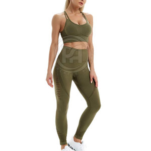 ชุดโยคะสั่งทำ MOQ ต่ำ สำหรับผู้หญิง แฟชั่นคุณภาพสูง ชุดออกกำลังกายรัดรูป ชุดโยคะผู้หญิง - Product Image 3