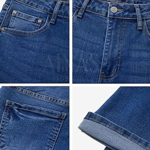 Jean évasé élégant pour femme, taille haute, fermeture boutonnée, 100 % coton, respirant, léger, coupe droite, jambe large, décontracté et tendance pour l'hiver - Product Image 6