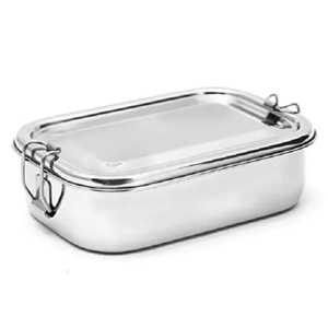 Stainless Steel Single Layer Rectangular <b>Lunch</b> <b>Box</b> Leakproof Metal Food Container Lock Clips Bento Storage Meal <b>Box</b> - Product Image 1