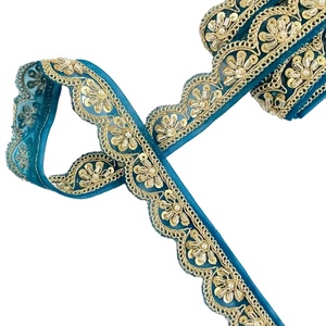 Factory Price Wholesale Eco-Friendly Gold Metallic Sequin Tube Embroidery Lace <b>Trim</b> Custom 3D Crystal <b>Bead</b> Polyester Floral - Product Image 1