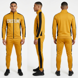 Men <b>White</b> <b>Tracksuit</b> Set Full Sleeve Zipper Front Custom Logo Print Side Pockets Autumn Wear Sporty Style - Product Image 6