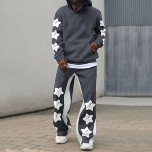Ensemble de survêtement personnalisé avec impression en relief et pantalon évasé, ensemble de jogging empilé pour homme - Product Image 6