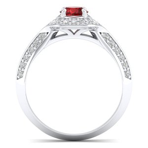 REYES Unique Design Round Cut 0.5Ct <b>Garnet</b> Gemstone Statement <b>Ring</b> For Women Wholesale Price 14K Gold Moissanite Solitaire <b>Rings</b> - Product Image 4