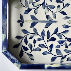 Bandejas de madera de alta calidad, ecológicas, esmaltadas, únicas, con incrustaciones de hueso, pulidas, para servicio de bodas y artesanía budista - Product Image 5