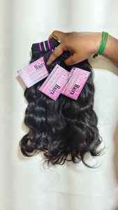 Cheveux indiens bruts, extensions de cheveux naturellement ondulés, sans nœuds, sans perte, 100% cheveux bruts - Product Image 4