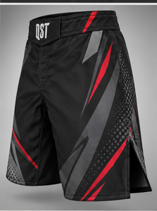 Shorts de combat MMA pour hommes QST, noir, gris, rouge, impression par sublimation, évacuation de l'humidité, séchage rapide, shorts d'entraînement athlétique - Product Image 4