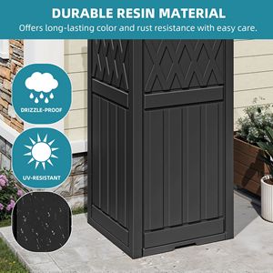 Bote de Basura para Exteriores de Resina Impermeable de 32 Galones con Tapa y Bandeja Recolectora para Patio, Jardín o Terraza, Color Negro - Product Image 3