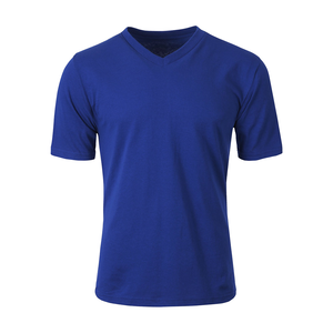 Camiseta de Manga Corta para Hombre, Cuello en V, Sólida, Cómoda, Veraniega, Ajustada, Azul, Estilo Casual - Product Image 1