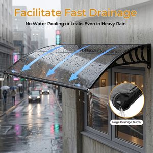 Tettoia per Finestra 40x48 Pollici, Protezione Esterna da UV, Pioggia e Neve, Tettoia per Ingresso Porta con Scarico per Veranda, Patio, Rivestimento in PC - Product Image 4