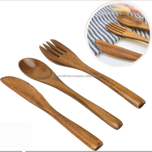 Unique Craft India Eco-Friendly 2-Piece Mango Wood Tablespoon <b>Set</b> Natural Wooden Dining Utensils <b>Hand</b> <b>Wash</b> Only - Product Image 2