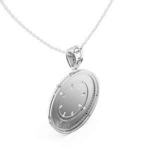 Collier pendentif boussole de luxe en or blanc 14 carats avec diamant de laboratoire, design roue nautique en or blanc - Product Image 4