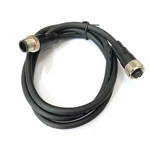 גבוהה באיכות M12-קוד 12pin זכר לנקבה ישר Overmolded מחבר כבלים עם מוגן