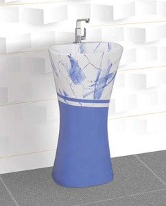 Lavabo de Pedestal de Cerámica Moderno Linum con Desagüe, Ecológico, para Uso Hospitalario, Lavamanos - Product Image 1