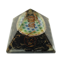 Dernières pyramides de chakra en orgonite de tourmaline noire |   Protection du chakra racine en gros, guérison par le Reiki et protection contre les CEM en provenance d'Inde