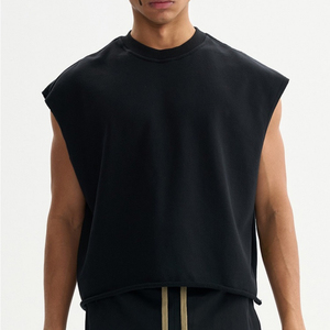 Ibex vente en gros personnalisé hommes noir sans manches col rond débardeur couleur unie tricoté décontracté Fit Muscle chemises pour hommes - Product Image 2