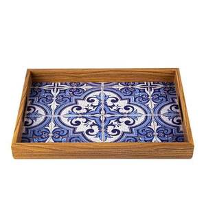 Plateau de rangement en bois rectangulaire vintage avec poignée, idéal pour le thé et les aliments, décoration d'intérieur - Product Image 3