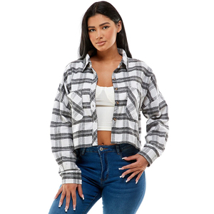 Wholesale women Plaid Shirt Short Sleeve Casual <b>Check</b> Shirt Lightweight Cotton OEM Supplier Factory - Product Image 3