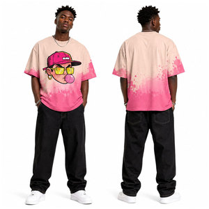T-shirt à manches courtes pour homme, coupe oversize, 100% coton, 260 g/m², effet délavé personnalisé, imprimé DTG, avec strass - Product Image 2