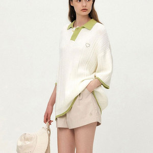 Pull-over décontracté Wearpex personnalisé en maille pour femme, à manches courtes, col rabattu boutonné, en polyester/coton, séchage rapide, tendance - Product Image 6