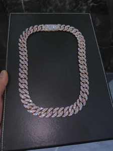 Cadena Cubana de Plata de Ley 925 Bañada en Oro con Moissanita, Estilo Hiphop, Certificada por GRA, Collares para Fiesta - Product Image 2