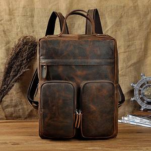 Signature Vintage Leather <b>Backpack</b> <b>Waterproof</b> Anti-Theft Laptop Rucksack Genuine Leather Craft LBP-0343 - Product Image 1