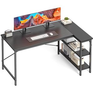Reversible <b>Storage</b> Rack 39 55 Inch L-Shaped Office Desk with Writing Work Area <b>Computer</b> Desk <b>for</b> Home or Office Use - Product Image 1