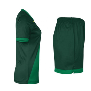 Ensemble d'uniformes de volley-ball et de football pour hommes personnalisés par sublimation, vert forêt, avec bande diagonale graphique, jersey en polyester respirant à séchage rapide - Product Image 3
