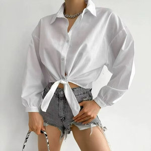 Chemisiers d'été beiges à manches courtes pour femmes de qualité supérieure, décontractés, anti-UV, en tissu fin, confortables - Product Image 1