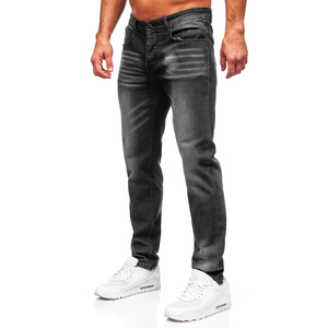 Jeans en denim stretch slim de haute qualité pour hommes, tissu confortable, broderie, design délavé pour un usage quotidien décontracté, vente en gros - Product Image 3