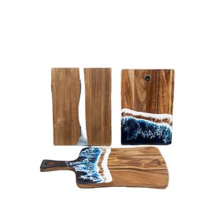 Planche à découper rectangulaire double face en bois naturel et résine, résistante au lave-vaisselle, épaisseur 1,5 cm, fabriquée en Inde - Product Image 5
