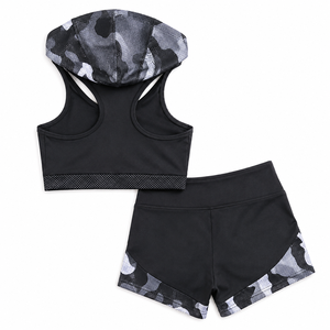 Conjunto Deportivo para Mujer con Top Deportivo con Capucha y Espalda Cruzada y Pantalones Cortos de Cintura Alta, 100% Algodón, Transpirable, de Secado Rápido, para Entrenamiento, Gimnasio y Ejercicio - Product Image 2
