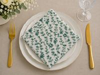 Serviette de table carrée en coton slub imprimé feuilles vertes pour mariage, fête, restaurant, dîner
