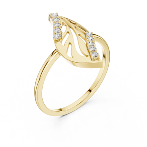 Anillo de oro macizo de 14k para mujer con diseño minimalista de hoja natural y diamante de corte redondo, ideal para regalo, compromiso, aniversario o boda. - Product Image 3