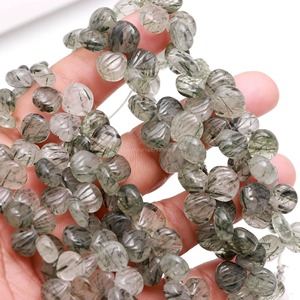 Perles de coquillage de rutile noir naturel 9MM 10MM, perles de pierres précieuses sculptées à la main, percées sur le côté, pour la fabrication de bijoux, prix de gros, approvisionnement en vrac - Product Image 5