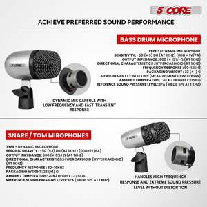 Kit de Micrófonos Profesionales de Condensador Cardioide XLR de 5 Núcleos para Conga, Snare y Tom - Product Image 5