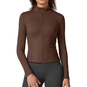 Chaqueta de yoga para mujer de diseño premium, de secado rápido, material elástico, manga larga, con cremallera completa, para correr. - Product Image 1