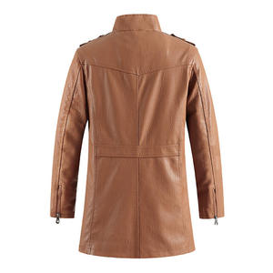 Blouson universitaire en cuir véritable pour homme, col montant, manches longues, coupe ajustée, décontracté, hiver, motif color block, poches zippées, rivets - Product Image 5
