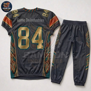 Sublimation Print American Football Uniform Set Breathable V-Neck Football Practice Jersey and Matching Padded Pants - Product Image 2