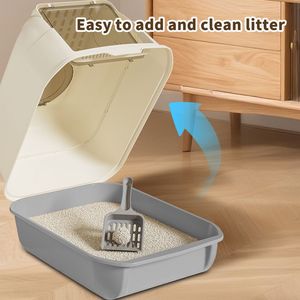 Lettiera per Gatti XL a Doppia Porta con Ampio Spazio Interno in Plastica e Legno per un'Ingresso Fluida e una Maggiore Comodità - Product Image 6