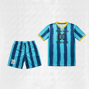 Maillots de football classiques personnalisés de haute qualité, très demandés, pour adultes unisexes, respirants, avec rayures appliquées et nom d'équipe. - Product Image 6