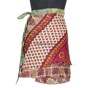 Minifaldas Nuevas de Seda con Estampado a Mano, Minifalda Cruzada Mágica, Minifaldas Cruzadas Fabulosas de 2 Capas, Minifalda Hippie Cruzada de Seda - Product Image 6