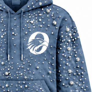 Sudadera con Capucha Azul Perla con Cuentas, Unisex, Estilo Urbano, con Capucha Ajustable con Cordón, Personalizable, Casual y a la Moda - Product Image 6