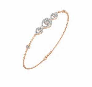 Pulsera de Cadena con Diamantes Triad of Glance Halo, Oro Amarillo, Rosa y Blanco de 9kt, 14kt, 18kt, 0.508 Quilates, 61 Diamantes Naturales, Joyería Fina - Product Image 3