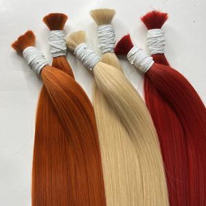 Magnifiques cheveux raides rouges en vrac cheveux orange doublement étirés blanchis 613 blond clair 100% extensions de cheveux en vrac humain brut - Product Image 4