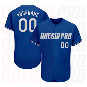 Professional Custom Baseball Jersey Team Silk <b>Screen</b> Printing Customised Logo Printing OEM Royal White Authentic Baseball Jersey - Product Image 1