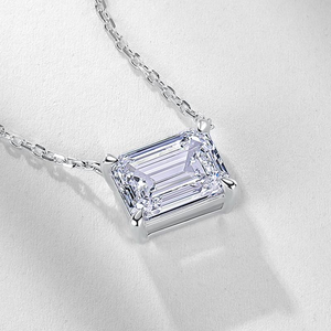 Collier pendentif solitaire en diamant taille émeraude certifié IGI, or massif 14 carats, cadeau de mariage, bijoux de mariée - Product Image 5